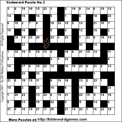 Free Bible codeword Crossword puzzle