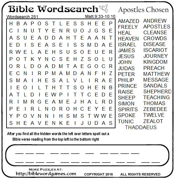 Free Bible wordsearch puzzle