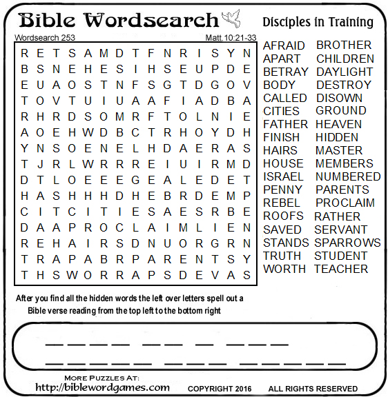 Free Bible wordsearch puzzle