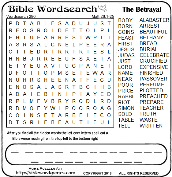 Bible wordsearch puzzle